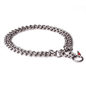 "Manners Maker" Roestvrije Staal Dubbele Ketting Honden Halsband met Martingale Lus, 3 mm